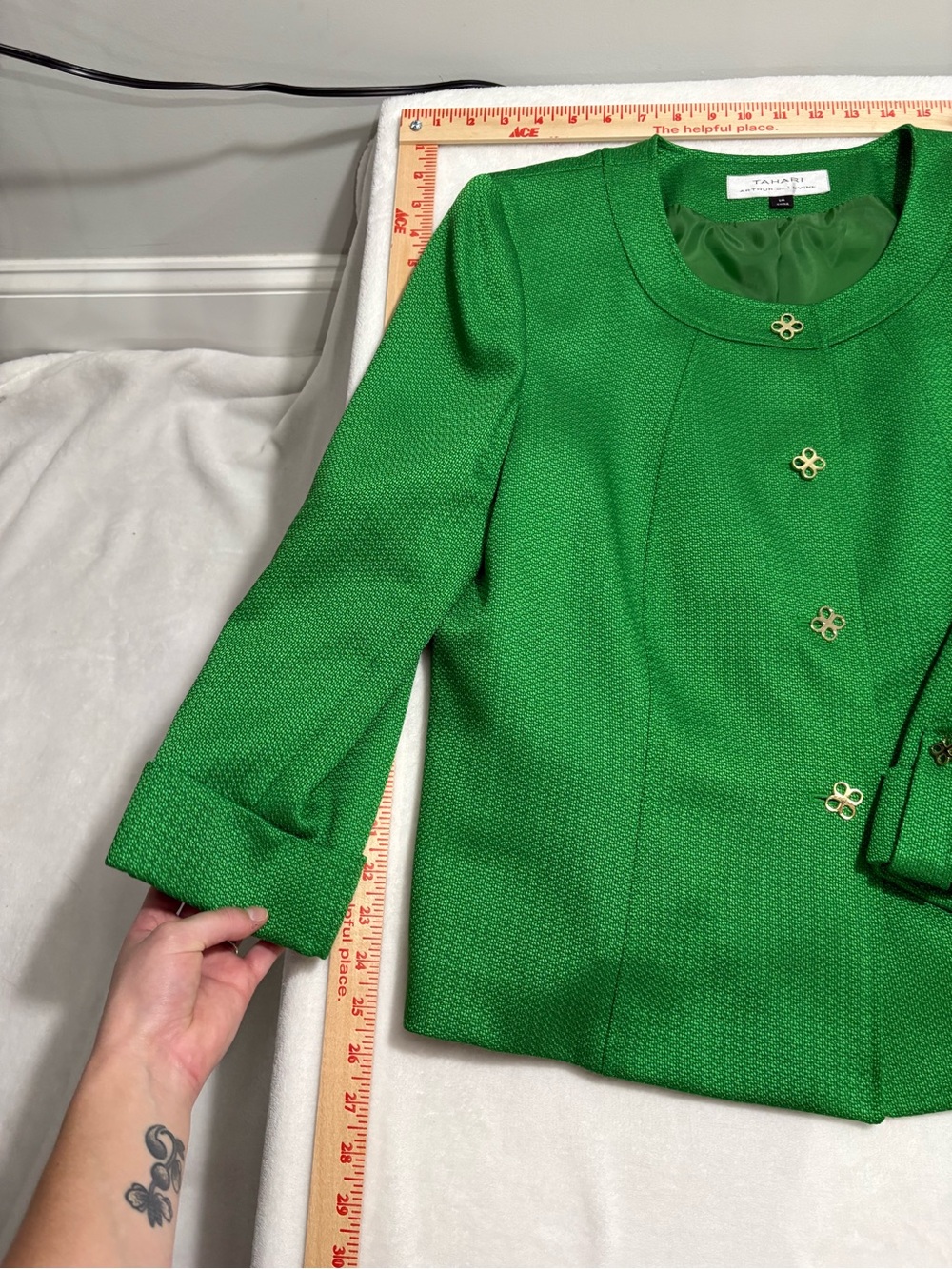 Talbots Vibrant Green Textured Button Blazer - Picture 3 of 9